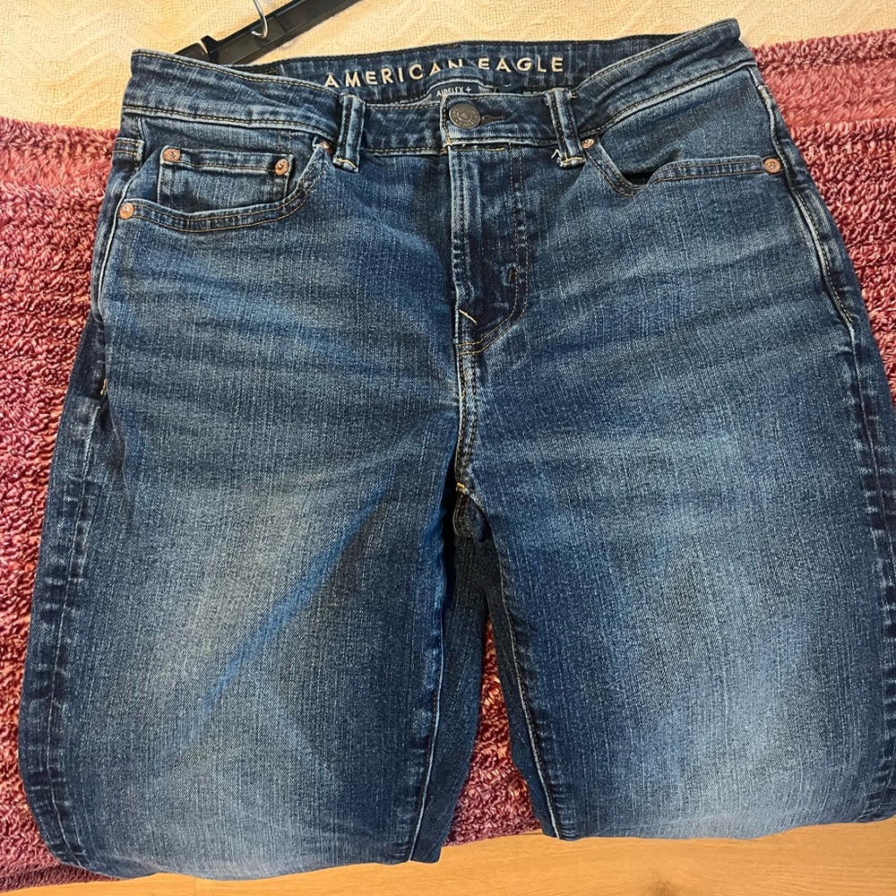 American Eagle Outfitters Men's Dark Blue Relaxed Jeans
